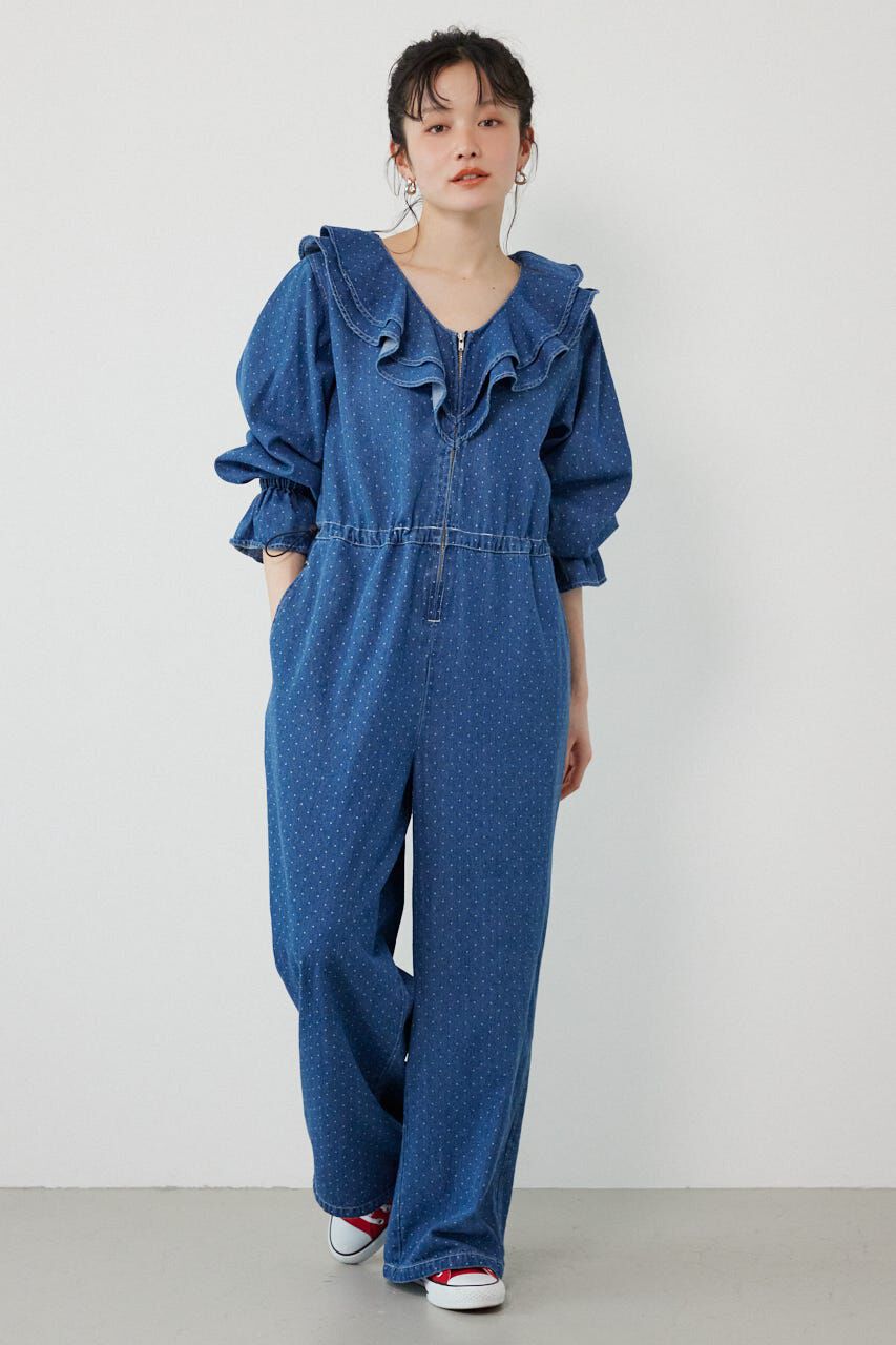 RODEO CROWNS「フリルデニムオールインワン」|その他|柄BLU5