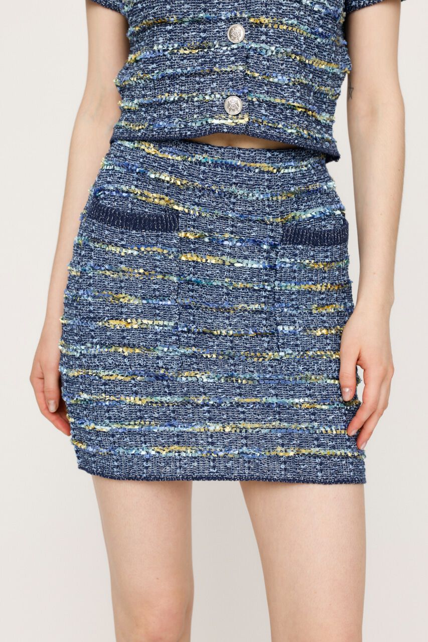 SLY「KNIT TWEED ショートスカート」|スカート|NVY