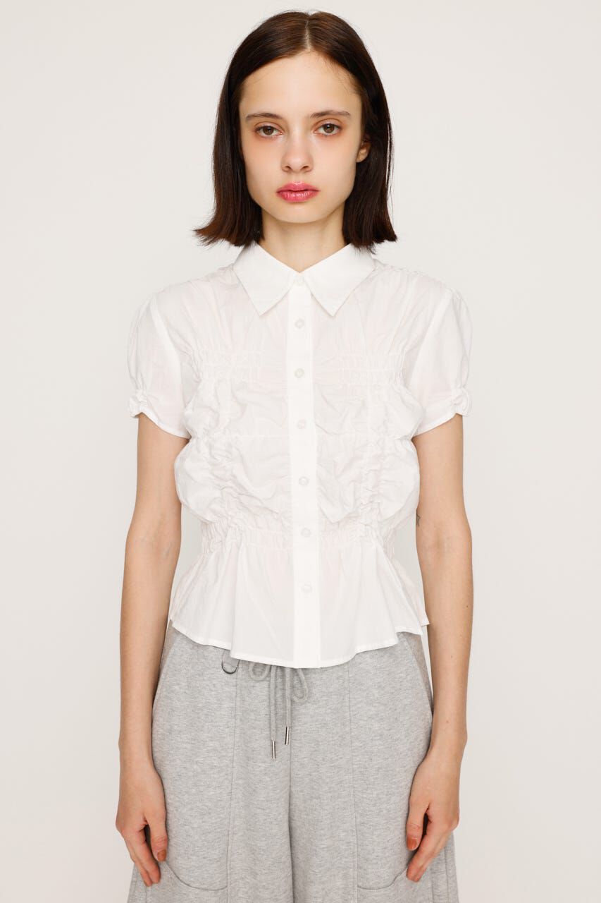 SLY「RANDOM SHIRRING S／SLEEVE トップス」|シャツ・ブラウス|