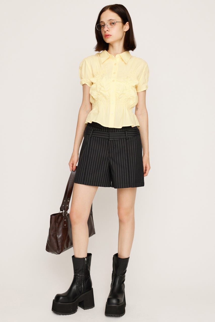 SLY「RANDOM SHIRRING S／SLEEVE トップス」|シャツ・ブラウス|