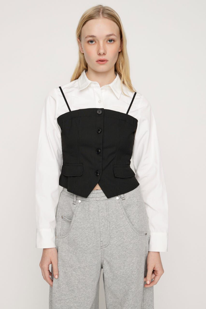 SLY「BUSTIER LAYERED LIKE SH トップス」|シャツ・ブラウス|BLK