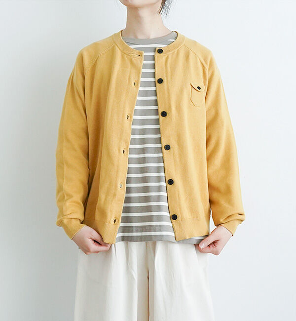 休日と詩「小さなポケットのカーディガン」|カーディガン|イエロー