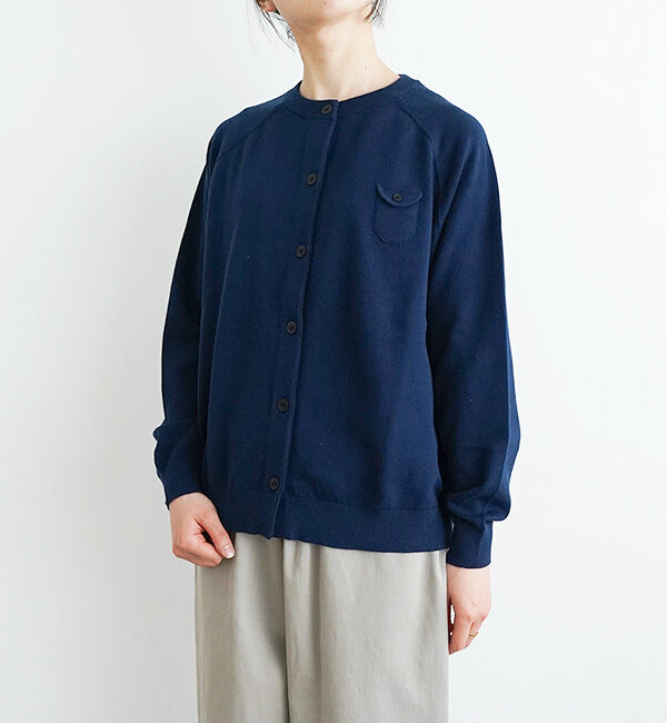 休日と詩「小さなポケットのカーディガン」|カーディガン|ブルー