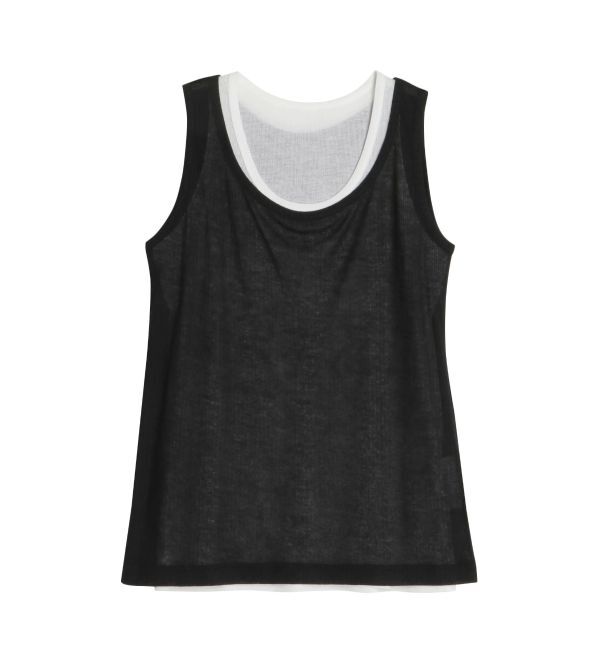 ELENDEEK「SHEER LAYERED TANK」|タンクトップ|ブラック
