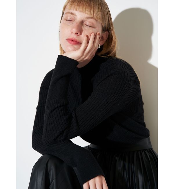 ELENDEEK「HIGH NECK WIDE RIB KT」|ニット・セーター|ブラック