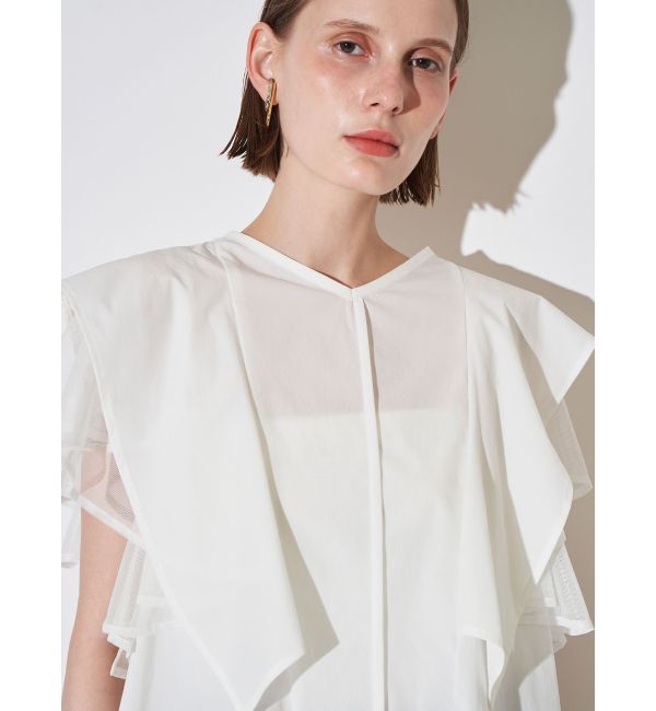 ELENDEEK「MESH LAYERED SLEEVE BL」|シャツ・ブラウス|