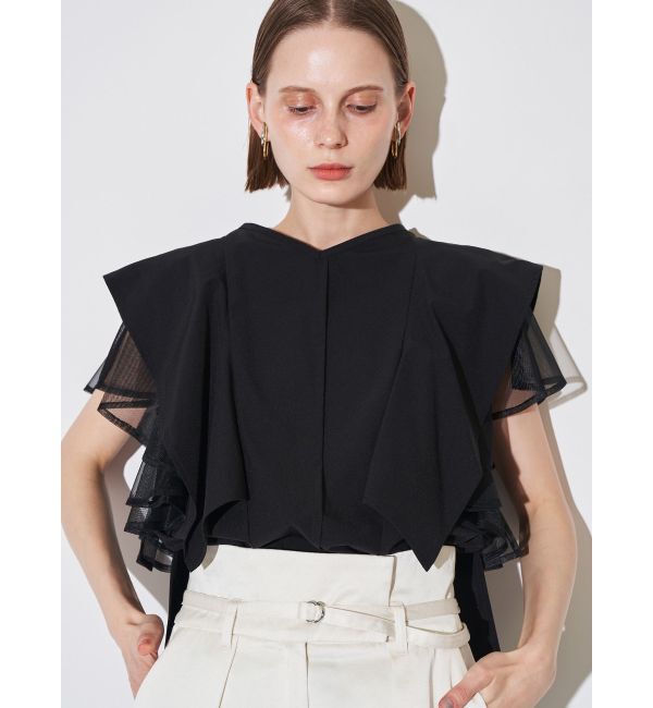 ELENDEEK「MESH LAYERED SLEEVE BL」|シャツ・ブラウス|