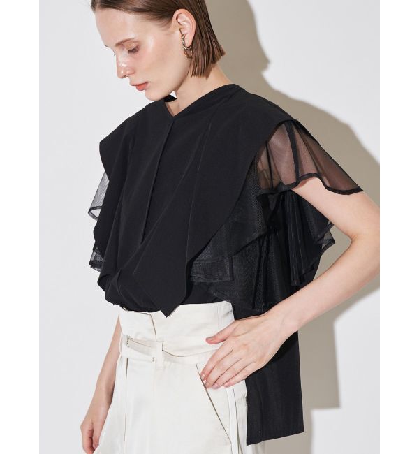 ELENDEEK「MESH LAYERED SLEEVE BL」|シャツ・ブラウス|