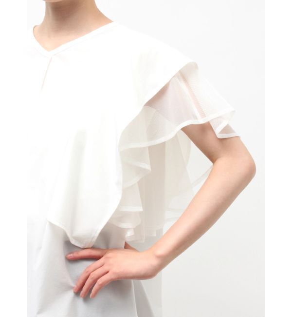 ELENDEEK「MESH LAYERED SLEEVE BL」|シャツ・ブラウス|