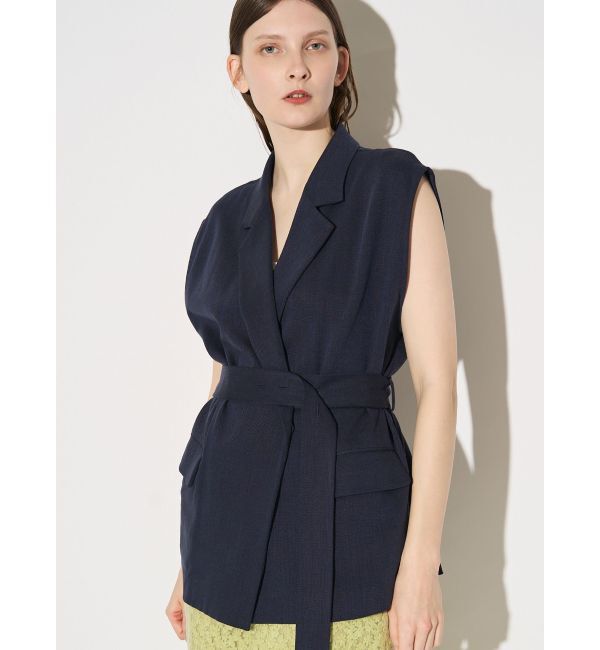ELENDEEK「BELTED TAILORED GILET」|その他|ネイビー