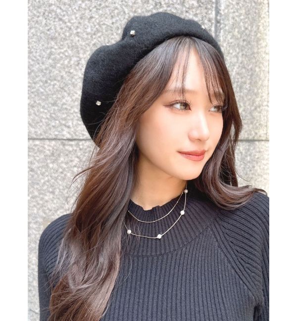 RESEXXY「ビジューポイントベレー帽」|ハンチング・ベレー帽|ブラック