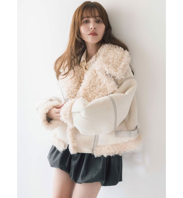 dazzlin「ビッグカラームートンブルゾン」|ブルゾン・スタジャン|アイボリー