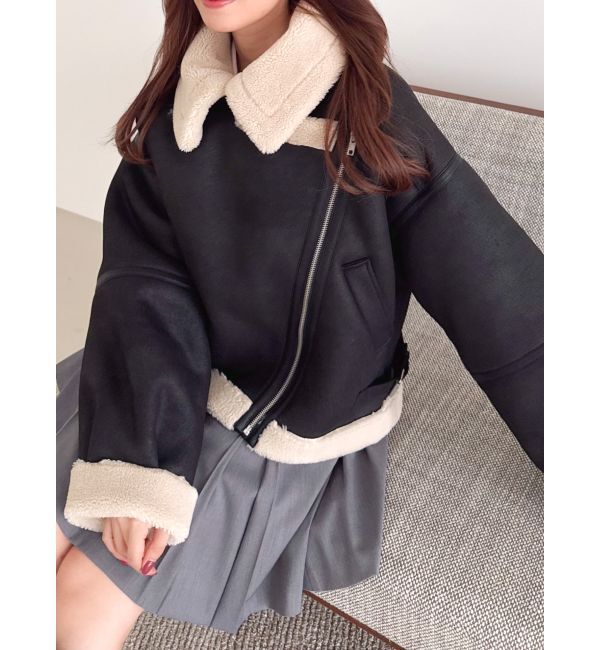 dazzlin「ビッグカラームートンブルゾン」|ブルゾン・スタジャン|ブラック