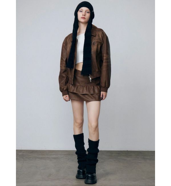 EMODA「ストライプシャギー2WAYビーニー」|ニット帽|