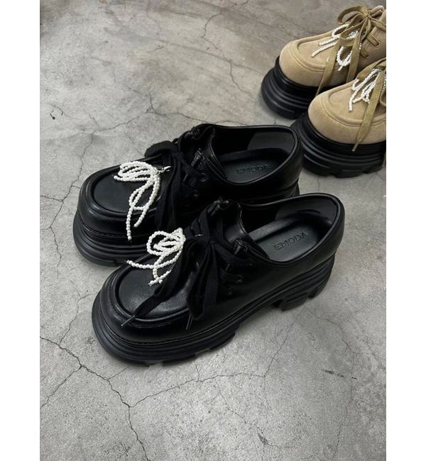 EMODA「タンクソールリボンローファー」|ローファー|ブラック