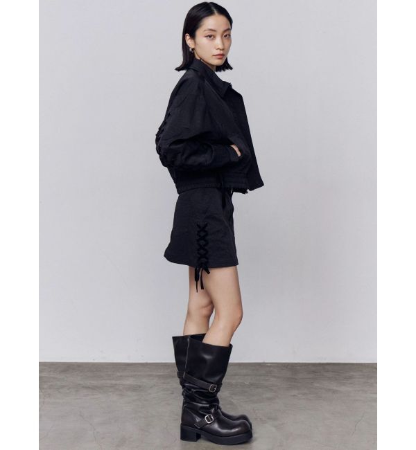 EMODA「バックレースアップショートブルゾン」|ブルゾン・スタジャン|