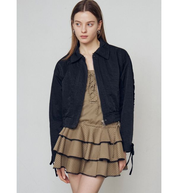 EMODA「バックレースアップショートブルゾン」|ブルゾン・スタジャン|
