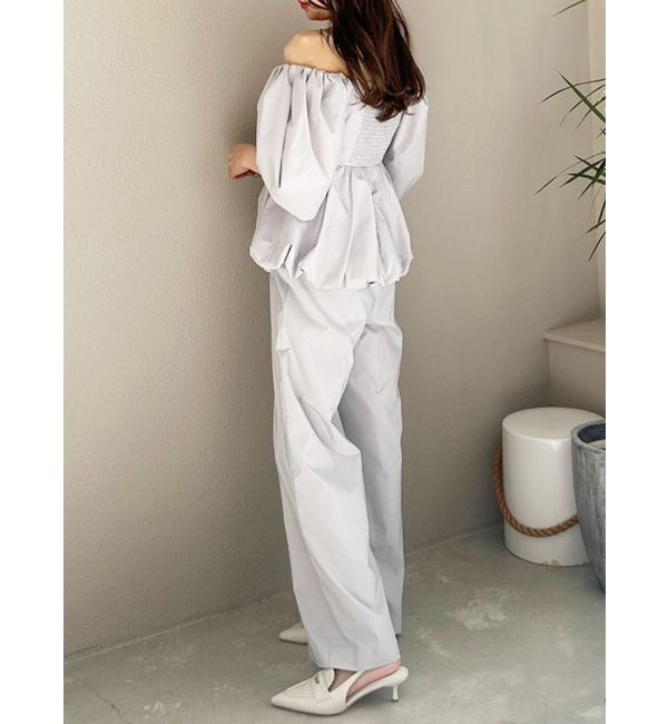 MERCURYDUO「タフタバルーンペプラムロンパース」|オールインワン|