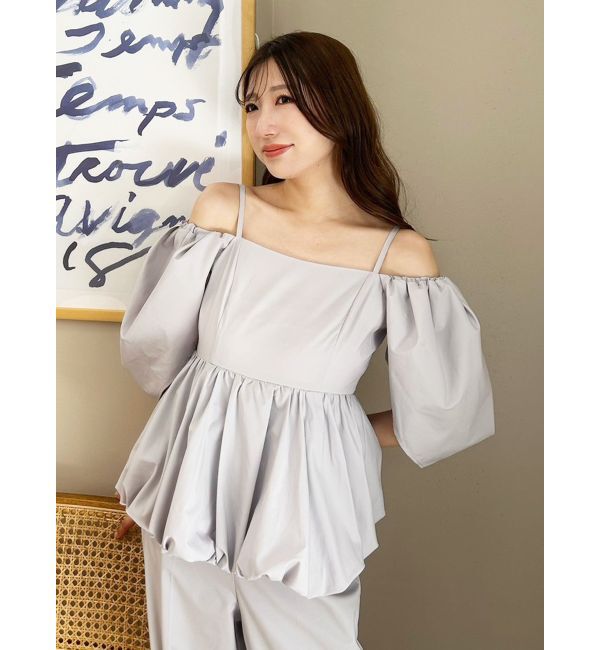 MERCURYDUO「タフタバルーンペプラムロンパース」|オールインワン|