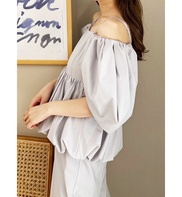 MERCURYDUO「タフタバルーンペプラムロンパース」|オールインワン|