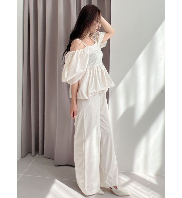 MERCURYDUO「タフタバルーンペプラムロンパース」|オールインワン|
