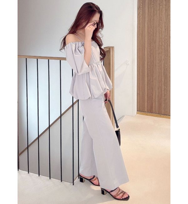 MERCURYDUO「タフタバルーンペプラムロンパース」|オールインワン|