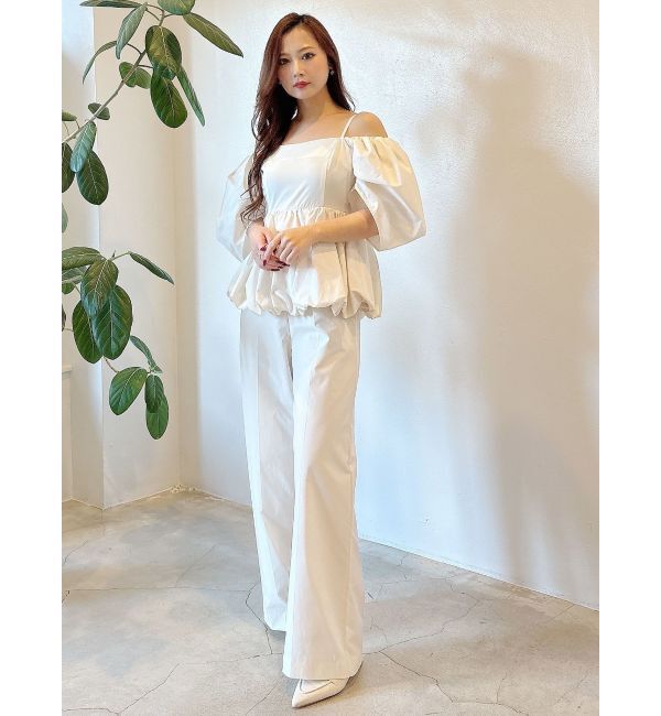 MERCURYDUO「タフタバルーンペプラムロンパース」|オールインワン|