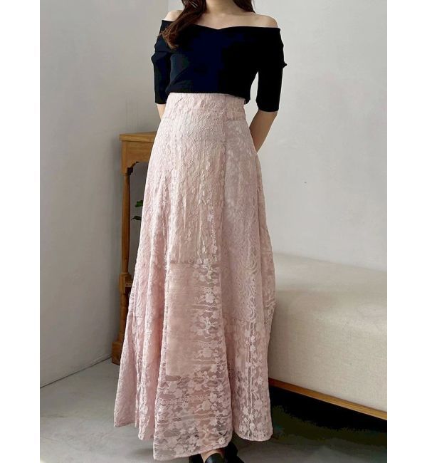 MERCURYDUO「レースパッチワークフレアスカート」|スカート|