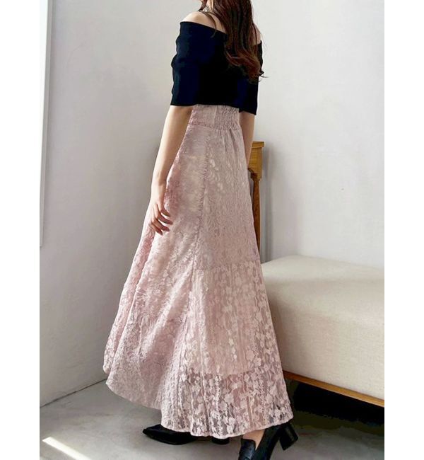 MERCURYDUO「レースパッチワークフレアスカート」|スカート|