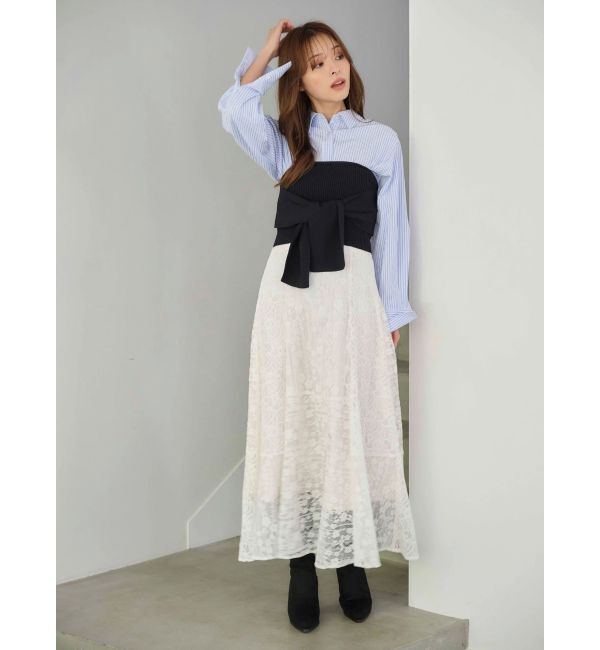 MERCURYDUO「レースパッチワークフレアスカート」|スカート|