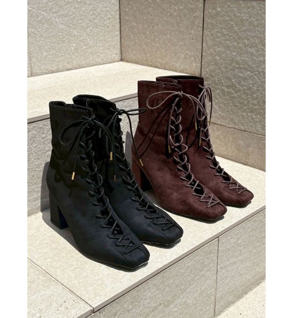MERCURYDUO「レースアップフェイクスエードブーツ」|ショートブーツ|