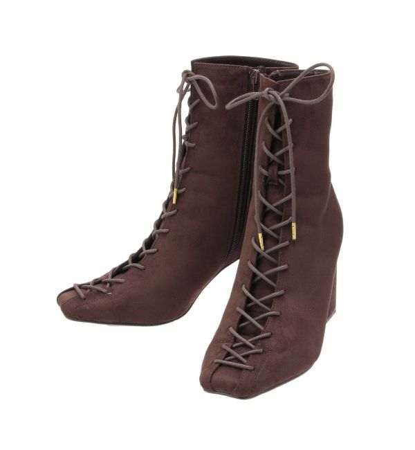 MERCURYDUO「レースアップフェイクスエードブーツ」|ショートブーツ|