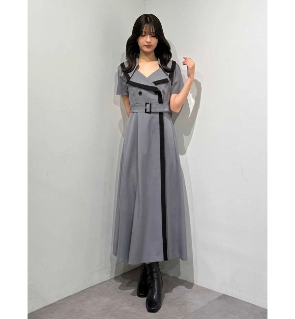 MERCURYDUO「バイカラーハーフスリーブトレンチフレアワンピース」|ワンピース|