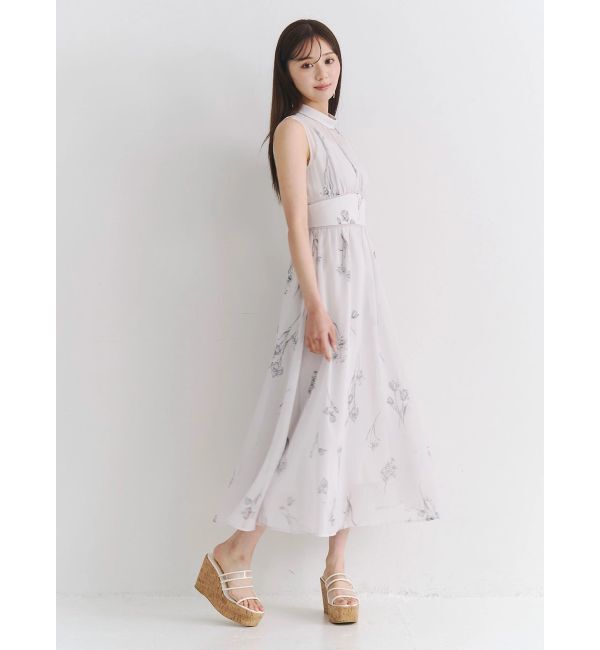 MERCURYDUO「花柄バックレースアップワンピース」|ワンピース|