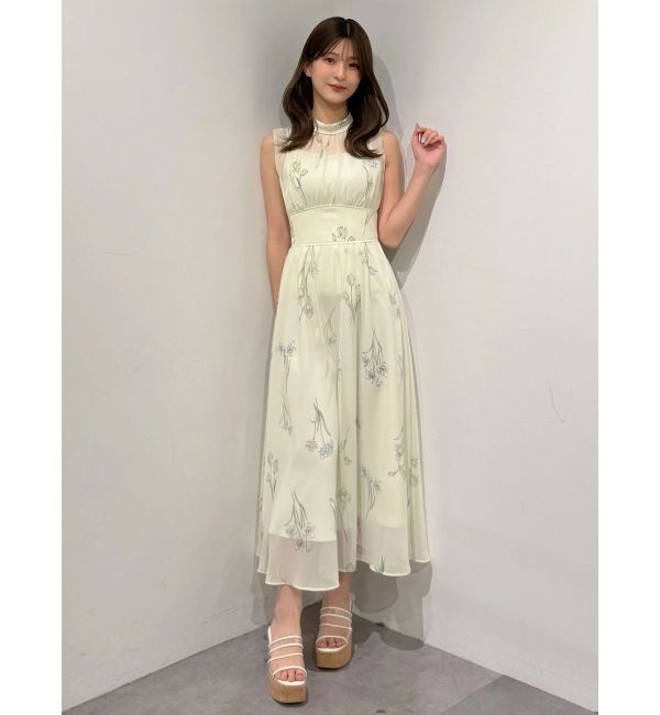 MERCURYDUO「花柄バックレースアップワンピース」|ワンピース|