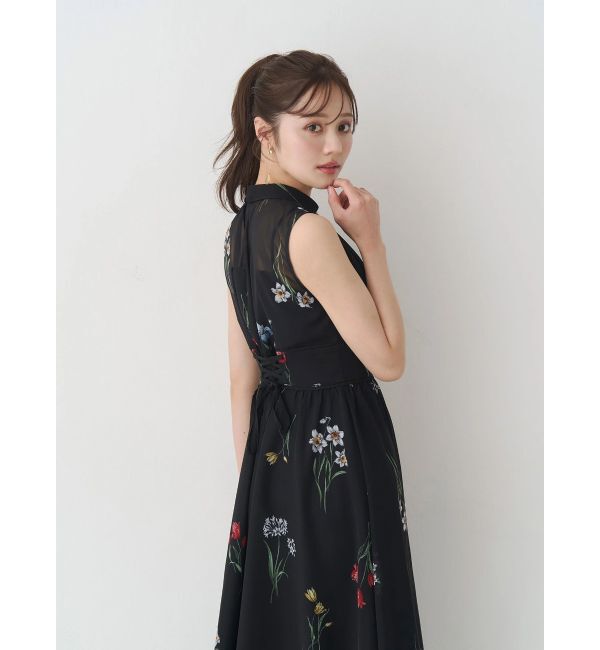 MERCURYDUO「花柄バックレースアップワンピース」|ワンピース|