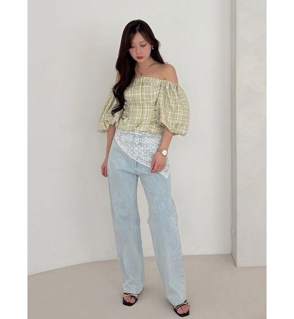 MERCURYDUO「2WAYチェックオフショルベアブラウス」|シャツ・ブラウス|