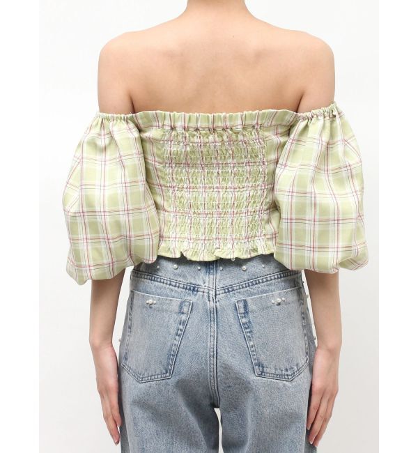 MERCURYDUO「2WAYチェックオフショルベアブラウス」|シャツ・ブラウス|