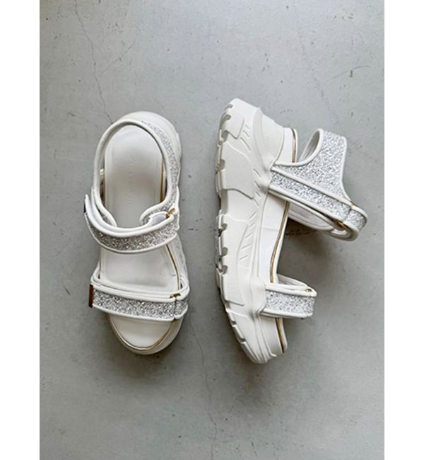 MERCURYDUO「ダブルベルトメタルラインスポサン」|サンダル|シルバー