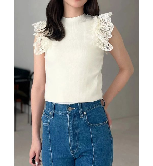 MERCURYDUO「異素材フリルボトルニット」|ニット・セーター|