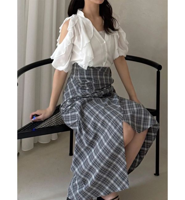 MERCURYDUO「ツイストアシメナロースカート」|スカート|