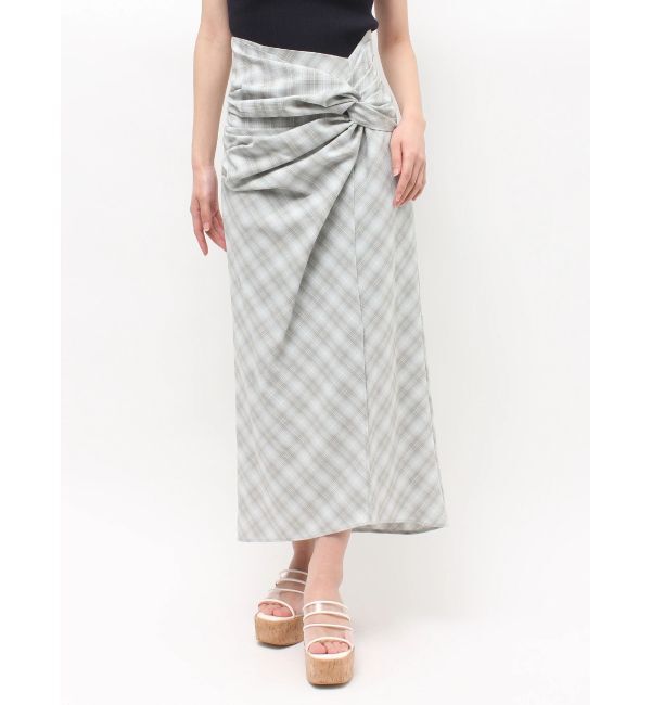 MERCURYDUO「ツイストアシメナロースカート」|スカート|ミントグリーン