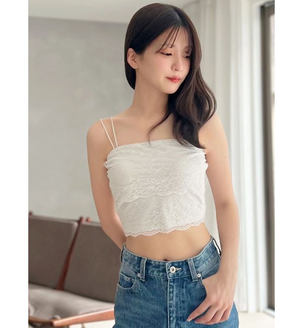 MERCURYDUO「【MERCURYDUO&times;AMPHI】カップ付きレースベアトップ」|Tシャツ・カットソー|