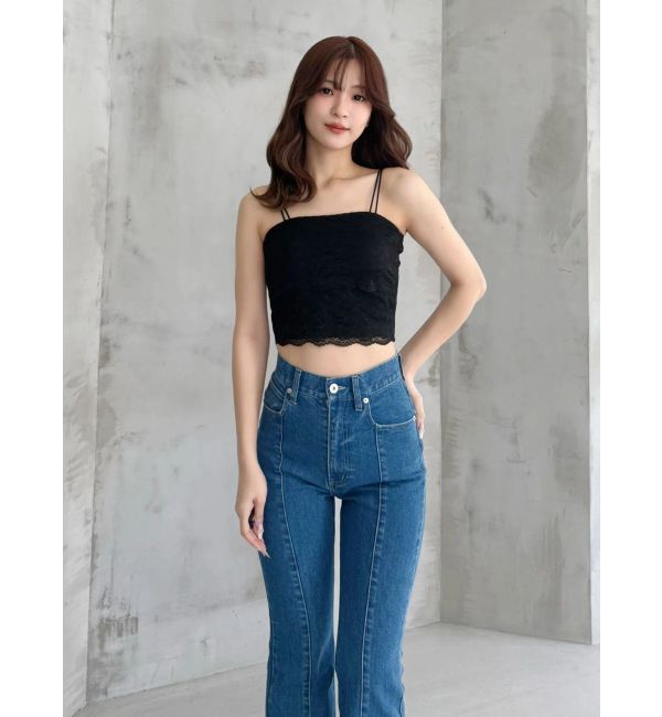 MERCURYDUO「【MERCURYDUO&times;AMPHI】カップ付きレースベアトップ」|Tシャツ・カットソー|