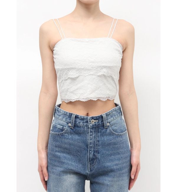 MERCURYDUO「【MERCURYDUO&times;AMPHI】カップ付きレースベアトップ」|Tシャツ・カットソー|