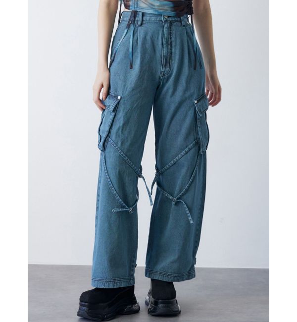 MURUA「ストリングデニムカーゴパンツ」|デニム|ブルー