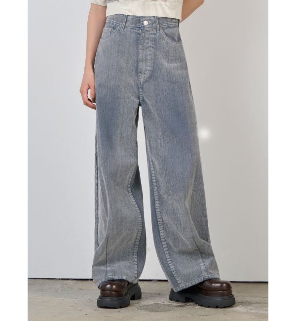 MURUA「フロッキーバレルレッグデニム」|デニム|グレー