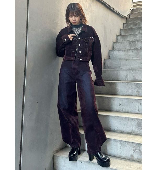 MURUA「フロッキーバレルレッグデニム」|デニム|