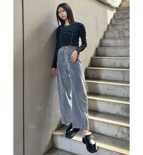 MURUA「フロッキーバレルレッグデニム」|デニム|