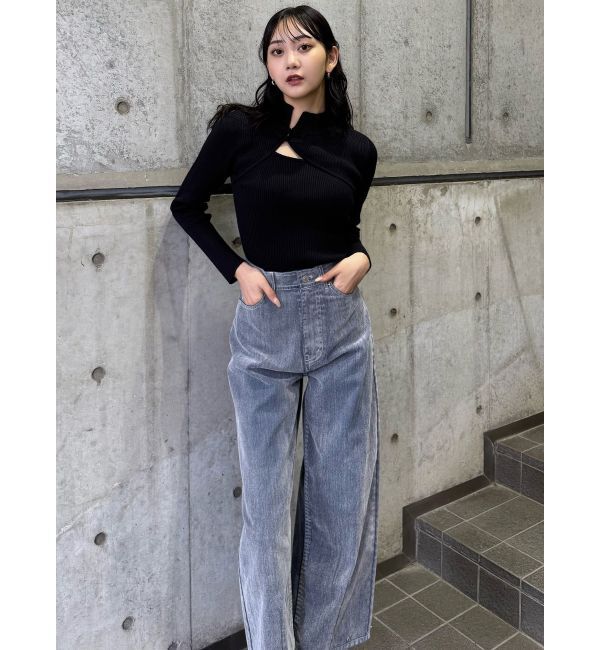 MURUA「フロッキーバレルレッグデニム」|デニム|